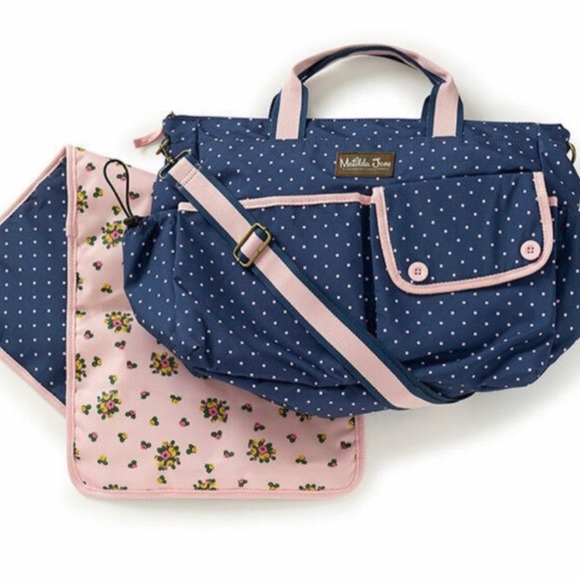NEW Matilda Jane The Essentials Diaper Bag Polka Dot Navy Boutique Baby - Picture 2 of 3